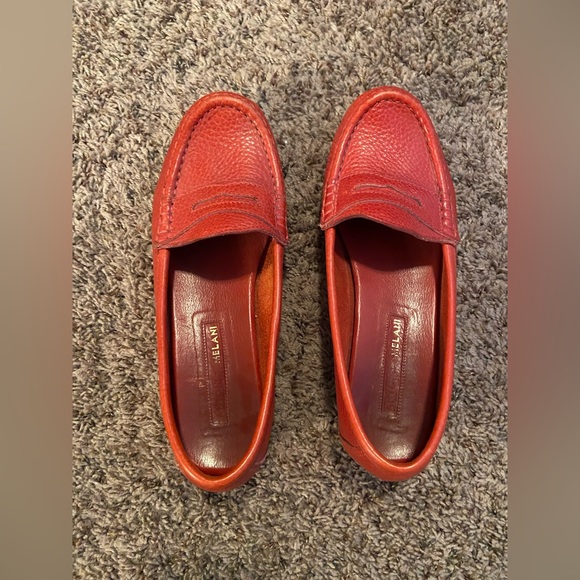 Red leather Antonio Melani Loafers Size 8 - Picture 1 of 3